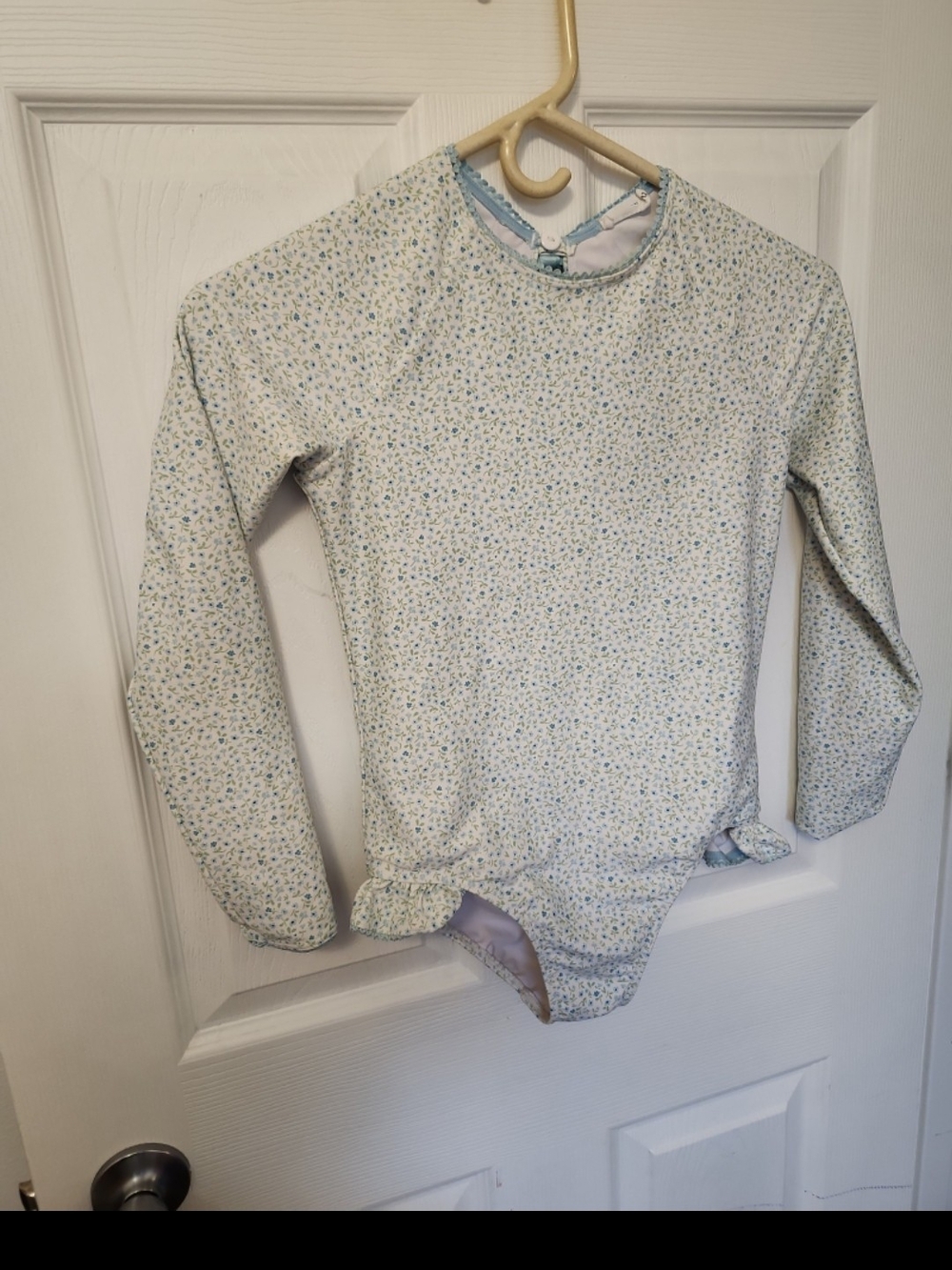 minnow Girls Sea Marsh Floral Rashguard One Piece swimsuit Size 11/12 Blue